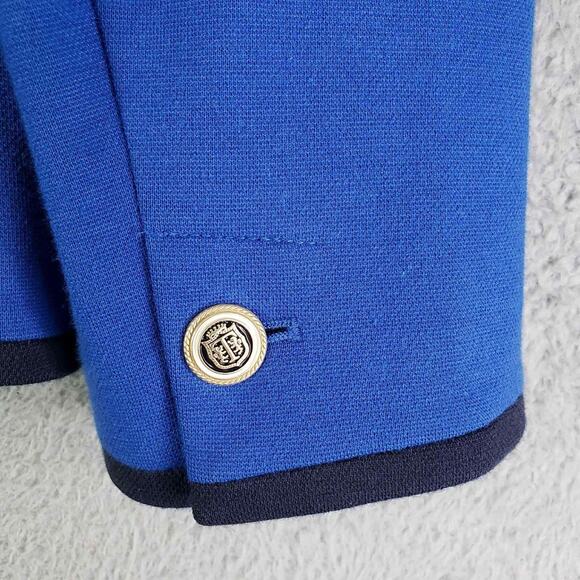 Talbots Blazer Jacket Womens Size 10 Stretch Knit Button Blue Lined Aberdeen - Picture 5 of 9